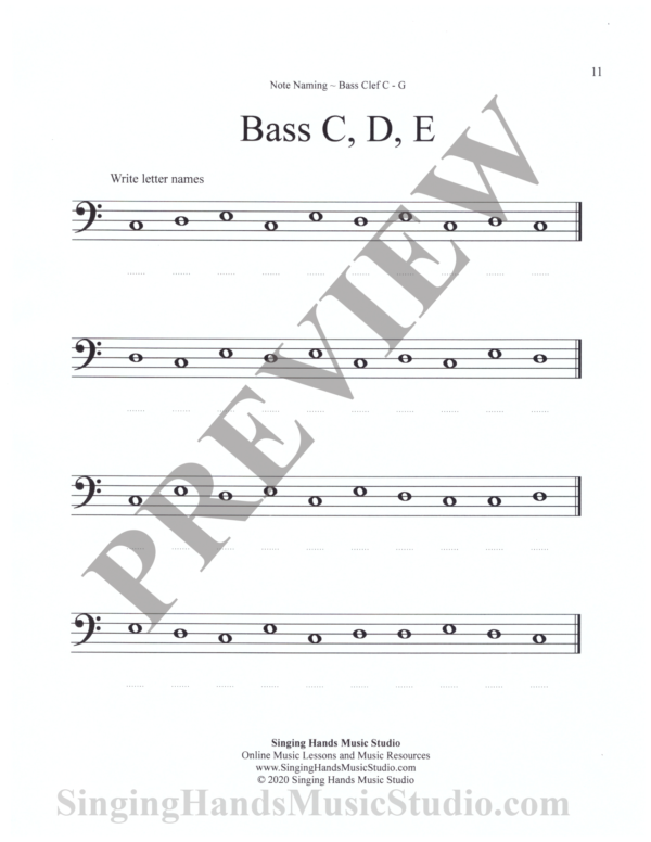 Note Naming Worksheet CDE Page Bass Clef C - G