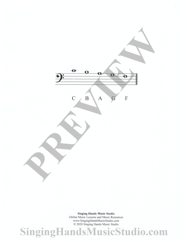 Note Reading Worksheet Bass Clef CBAGF