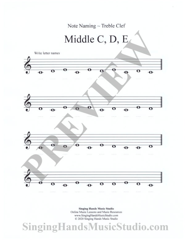 Note Reading Worksheet Treble Clef